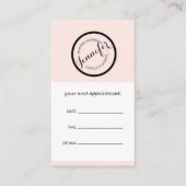 ヴィンテージスタンプのロゴピンクアポイントメント 予約カード (正面)