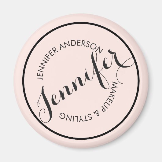 ヴィンテージスタンプのロゴメイクアップと美しいピンク マグネット (正面)