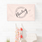 ヴィンテージスタンプのロゴメイクアップと美しいピンク 横断幕 (インサイチュ)