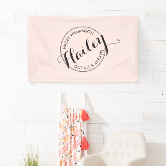 ヴィンテージスタンプのロゴメイクアップと美しいピンク 横断幕 (インサイチュ)