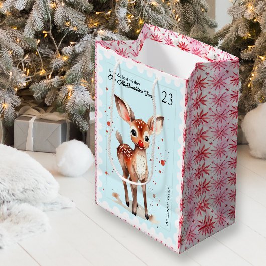 ヴィンテージスタンプキッチストナカイレトロ名クリスマス ミディアムペーパーバッグ