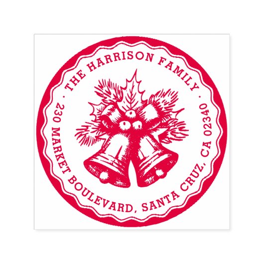 ヴィンテージスタンプクリスマスベルズ名差出人住所 セルフインキングスタンプ (デザイン)