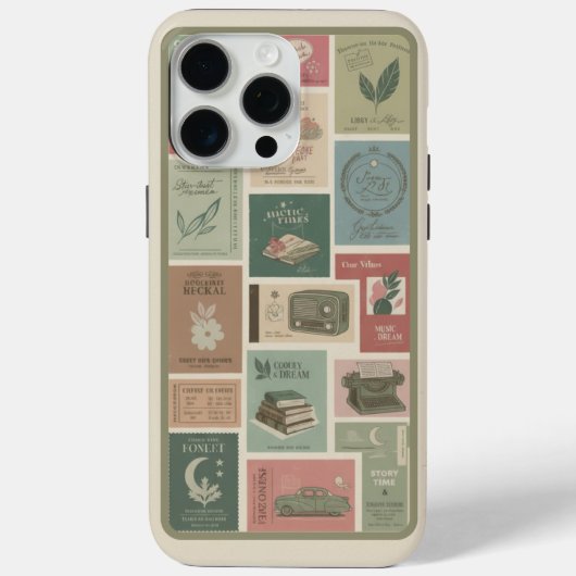ヴィンテージスタンプコラージュデザイン Case-Mate iPhoneケース (裏面)