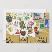 ヴィンテージスタンプコラージュ送別パーティの招待状 招待状 (正面)