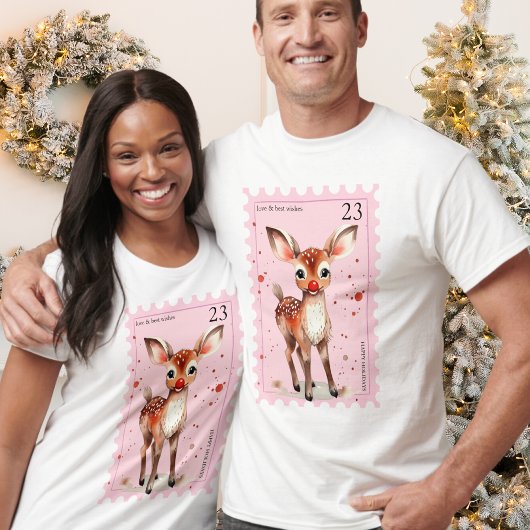 ヴィンテージスタンプトインデナーマッチングアダルトクリスマス Tシャツ