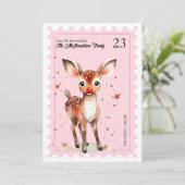 ヴィンテージスタンプトナカイ水色ピンクのクリスマス シーズンカード (スタンド正面)