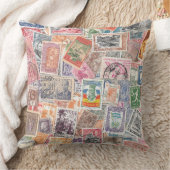 ヴィンテージスタンプトラベルテーマデコール クッション (ブランケット)