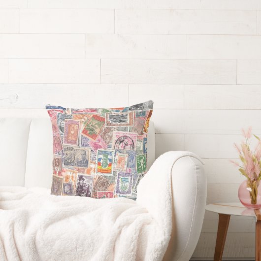 ヴィンテージスタンプトラベルテーマデコール クッション (ソファ)