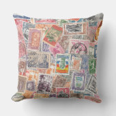 ヴィンテージスタンプトラベルテーマデコール クッション (正面)
