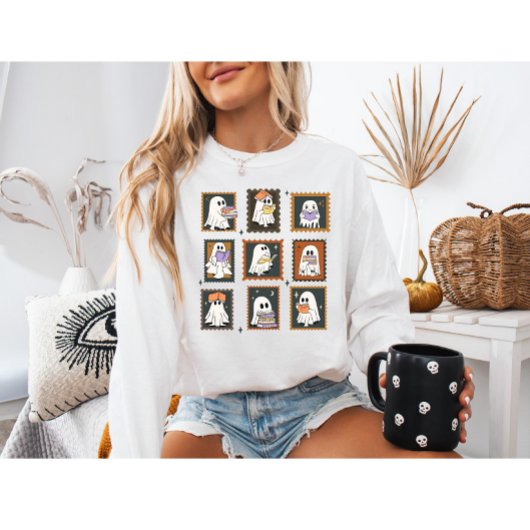 ヴィンテージスタンプハロウィン読幽霊ズ本 スウェットシャツ