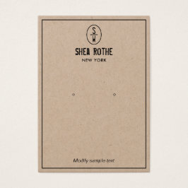 ヴィンテージスタンプモノグラムクラフトイヤリングディスプレイカード