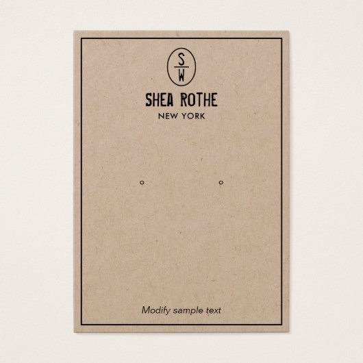 ヴィンテージスタンプモノグラムクラフトイヤリングディスプレイカード (正面)