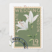 ヴィンテージスタンプ結婚式招待状 招待状 (正面/裏面)