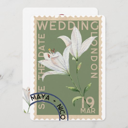 ヴィンテージスタンプ結婚式招待状 招待状 (正面/裏面)