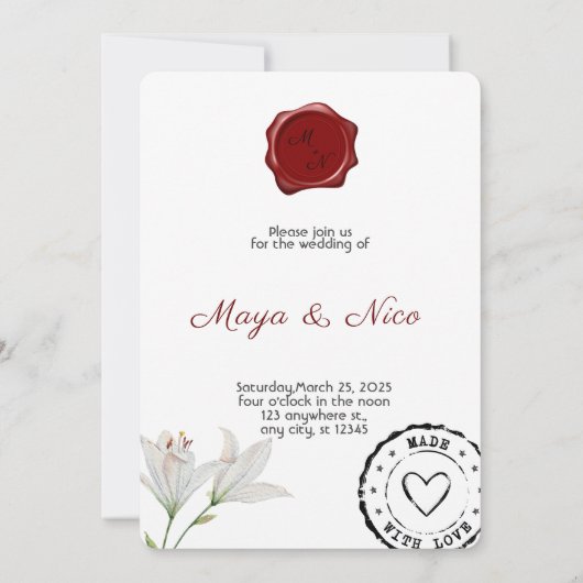 ヴィンテージスタンプ結婚式招待状 招待状 (裏面)