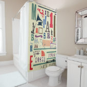 ヴィンテージスタンプ：ドキュメントデコル シャワーカーテン (インサイチュ)