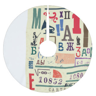 ヴィンテージスタンプ：ドキュメントデコル ブラッシュドポリエステルツリースカート