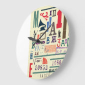 ヴィンテージスタンプ：ドキュメントデコル ラージ壁時計 (傾斜)