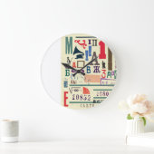 ヴィンテージスタンプ：ドキュメントデコル ラージ壁時計 (ホーム)