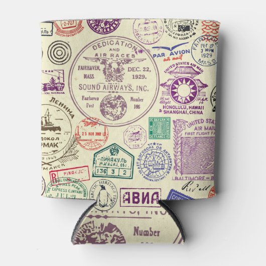 ヴィンテージスタンプ、装飾文書セット。 缶クーラー (正面)