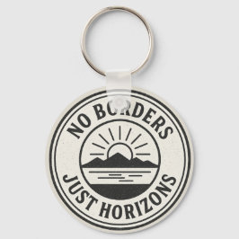 ヴィンテージスタンプ - “No Borders, Just Horizons” キーホルダー