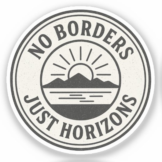 ヴィンテージスタンプ - 「No Borders, Just Horizons」 シール (正面)