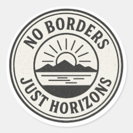 ヴィンテージスタンプ - “No Borders, Just Horizons”. ラウンドシール