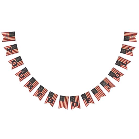 ヴィンテージスターとストライプアメリカン バンティングフラッグ (全)