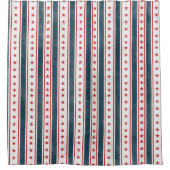 ヴィンテージスターとストライプ愛国心 シャワーカーテン (正面)