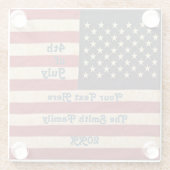 ヴィンテージスターとストライプ風化米国国旗 ガラスコースター (裏面)