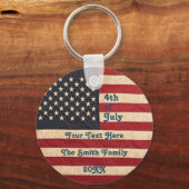 ヴィンテージスターとストライプ風化米国国旗 キーホルダー (正面)