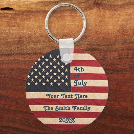 ヴィンテージスターとストライプ風化米国国旗 キーホルダー (正面)