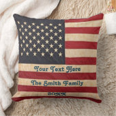 ヴィンテージスターとストライプ風化米国国旗 クッション (ブランケット)