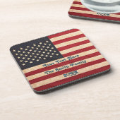 ヴィンテージスターとストライプ風化米国国旗 コースター (左側)