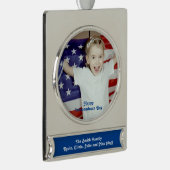 ヴィンテージスターとストライプ風化米国国旗 シルバープレートバナーオーナメント (右)