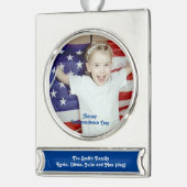 ヴィンテージスターとストライプ風化米国国旗 シルバープレートバナーオーナメント (左)