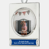 ヴィンテージスターとストライプ風化米国国旗 シルバープレートバナーオーナメント (左)