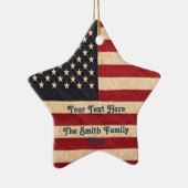 ヴィンテージスターとストライプ風化米国国旗 セラミックオーナメント (右)