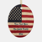 ヴィンテージスターとストライプ風化米国国旗 セラミックオーナメント (右)