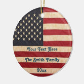 ヴィンテージスターとストライプ風化米国国旗 セラミックオーナメント (左)