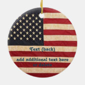 ヴィンテージスターとストライプ風化米国国旗 セラミックオーナメント (裏面)