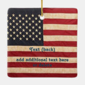 ヴィンテージスターとストライプ風化米国国旗 セラミックオーナメント (裏面)
