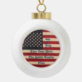 ヴィンテージスターとストライプ風化米国国旗 セラミックボールオーナメント