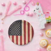 ヴィンテージスターとストライプ風化米国国旗 ペーパープレート (パーティー)