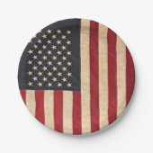 ヴィンテージスターとストライプ風化米国国旗 ペーパープレート (正面)