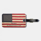 ヴィンテージスターとストライプ風化米国国旗 ラゲッジタグ (裏面横)