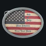 ヴィンテージスターとストライプ風化米国国旗 卵形バックル<br><div class="desc">ヴィンテージスターとストライプアメリカ国旗の風化パターン</div>