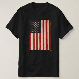 ヴィンテージスターとストライプ風化米国国旗 Tシャツ