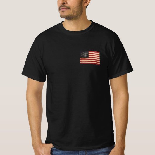 ヴィンテージスターとストライプ風化米国国旗 Tシャツ (正面)