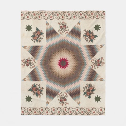 ヴィンテージスターオブベツレヘムコテージフローラキルト フリースブランケット (正面)